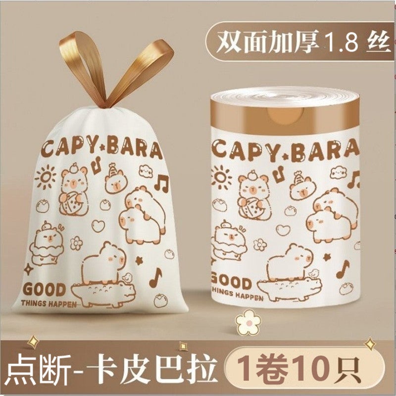 Printing Tear-Free Garbage Bag Drawstring-Type Household Large Thickened Non-Breakable Household Kitchen Portable Bag - Image 4